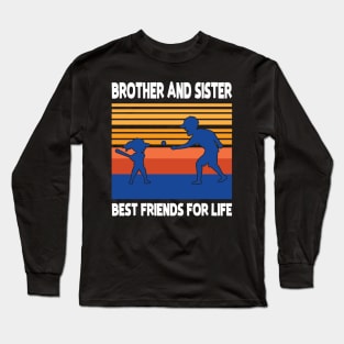 Brother Sister Playing Baseball Together Best Friends For Life Happy Father Mother Day Long Sleeve T-Shirt